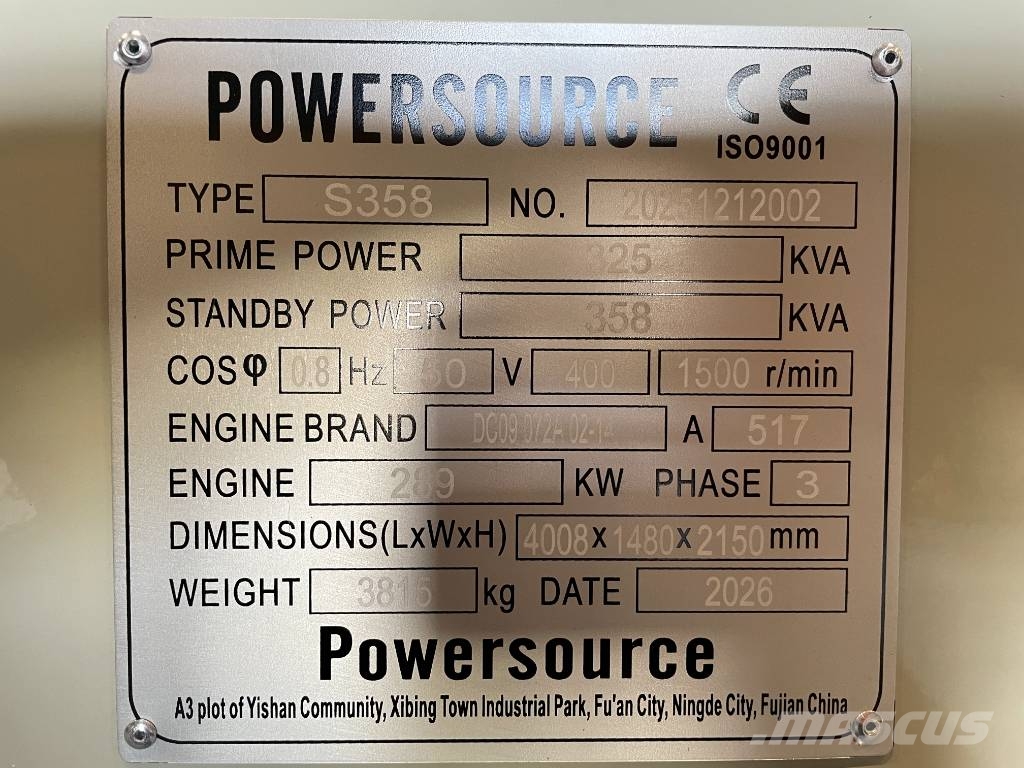 Scania DC09 072A - 360 kVA Generator - DPX-19761 Geradores a diesel