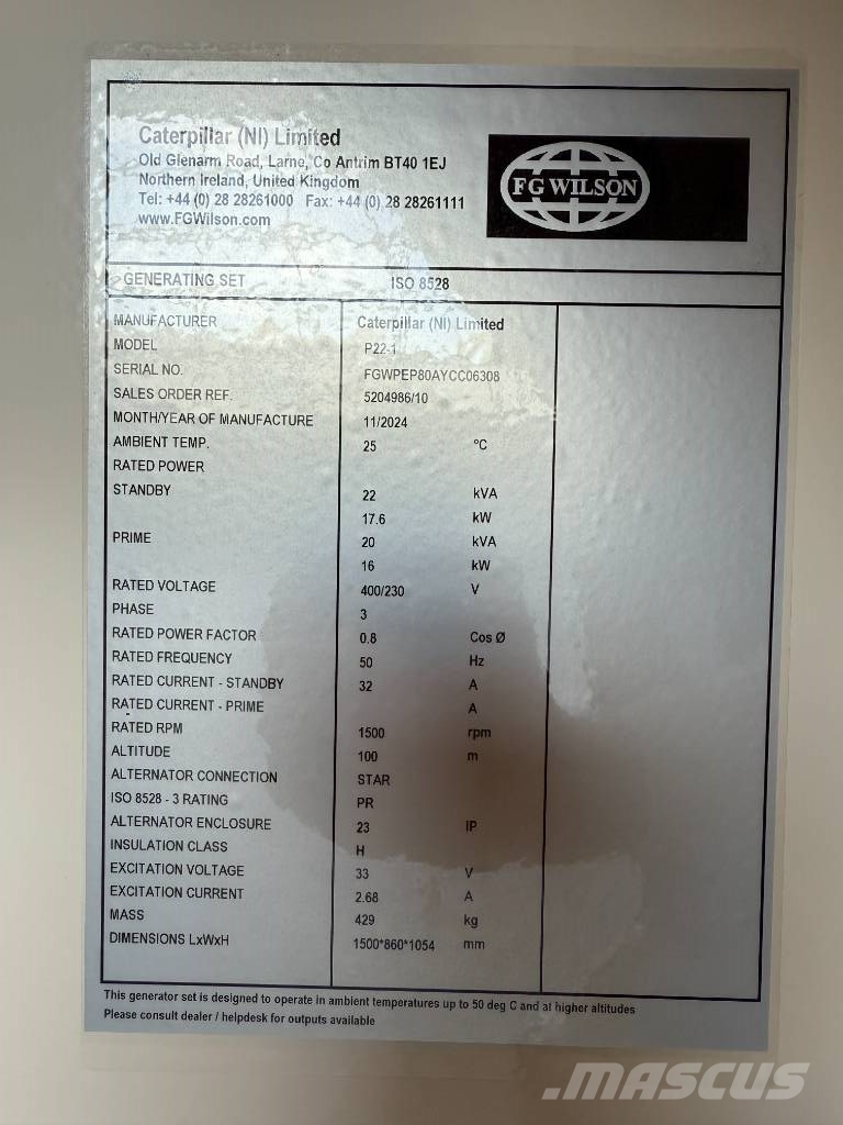 FG Wilson P22-1 - 22 kVA Open Genset - DPX-16002-O Γεννήτριες ντίζελ