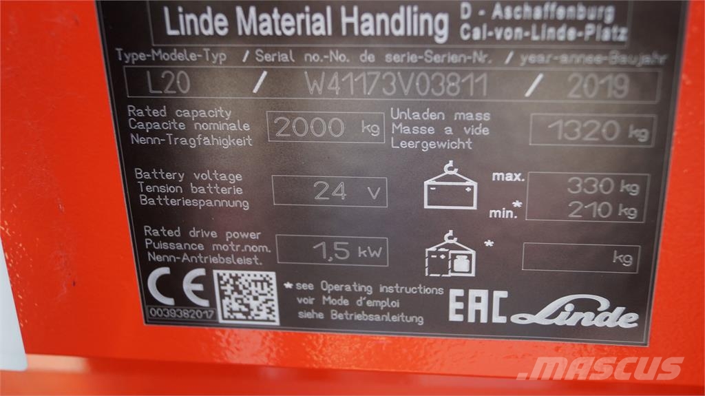 Linde L20i Self propelled stackers