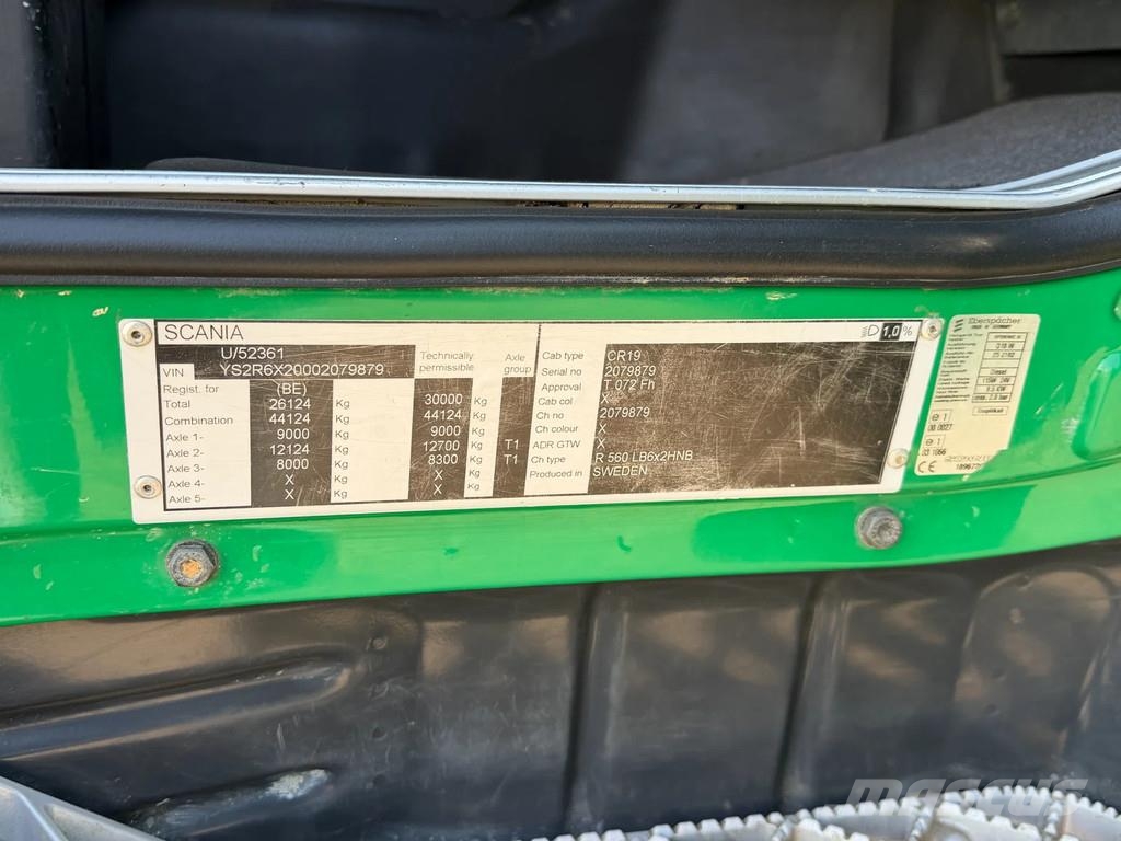 Scania R560 V8 6x2 Hiab 20T Haakarm Retarder *660 Tkm* Eu Rol kiper kamioni sa kukom za podizanje tereta