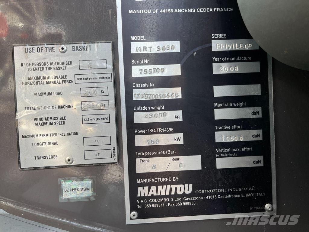 Manitou MRT 3050 WINCH + HOOK / BASKET / PENDOLO 3D / FORK Teleskoplader