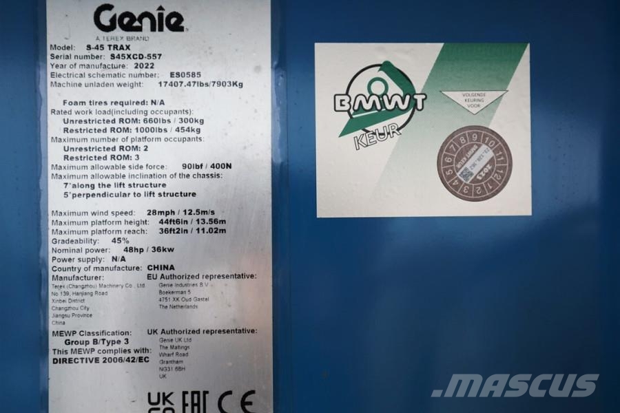 Genie S45XC Trax Valid inspection, *Guarantee! Diesel, 4 Ανυψωτήρες με τηλεσκοπικό βραχίονα