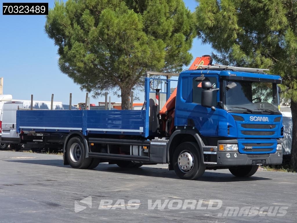 Scania P280 P 4X2 Palfinger PK 12002 EH Grúa con control شاحنات مسطحة/مفصلية الجوانب
