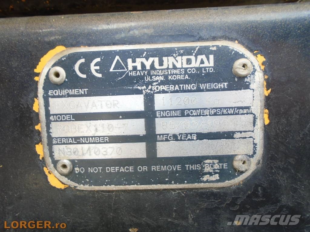 Hyundai Robex 110-7 Excavadoras sobre orugas