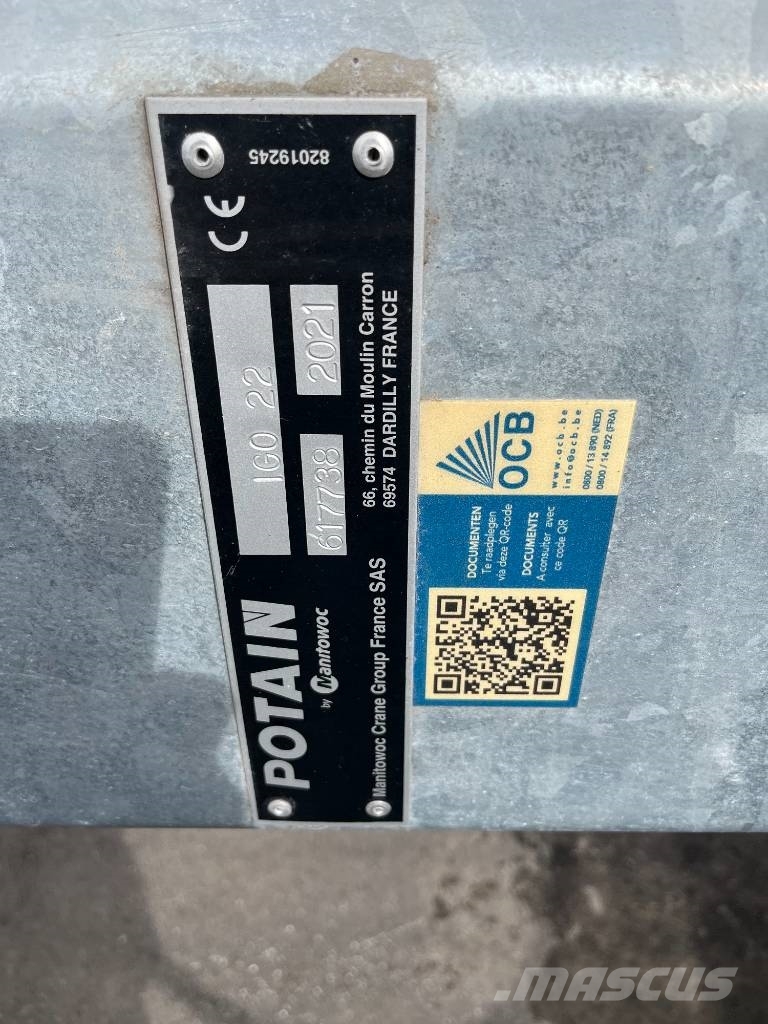 Potain IGO 22 獨立吊掛起重機 吊車