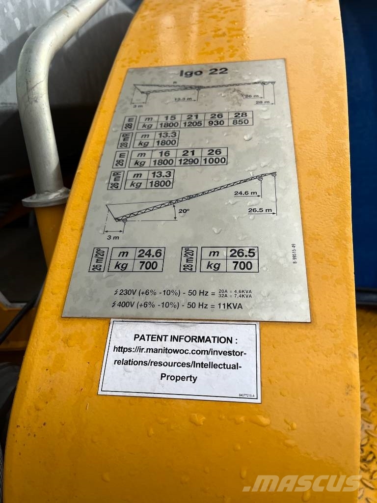 Potain IGO 22 獨立吊掛起重機 吊車