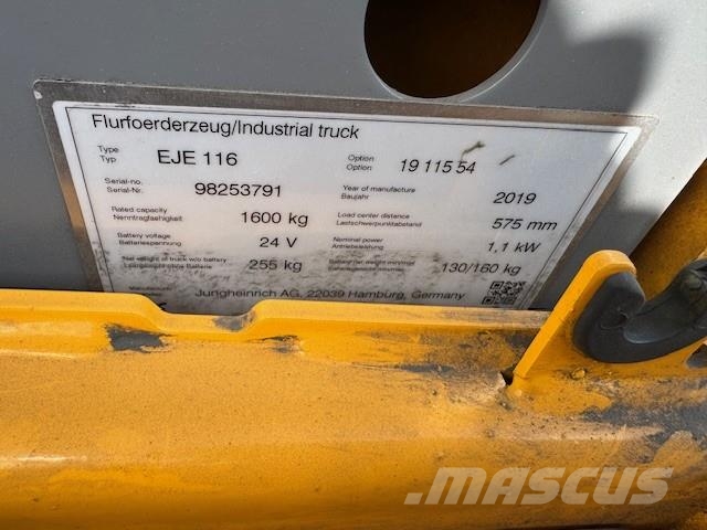 Jungheinrich EJE 116 --> res. CP 18.09.26! Ručne vedené vysokozdvižné vozíky