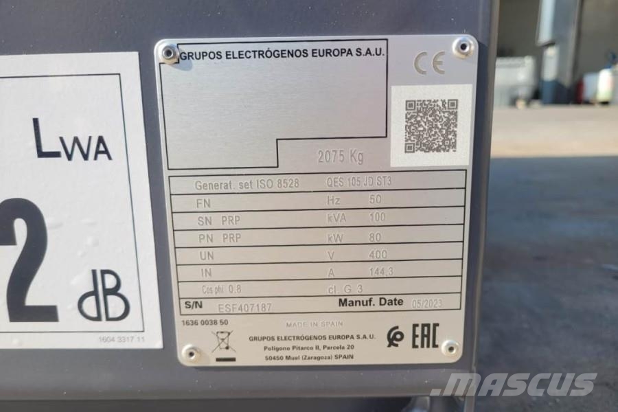 Atlas Copco QES 105 JD ST3 Valid inspection, Diesel, 105 kVA Générateurs diesel