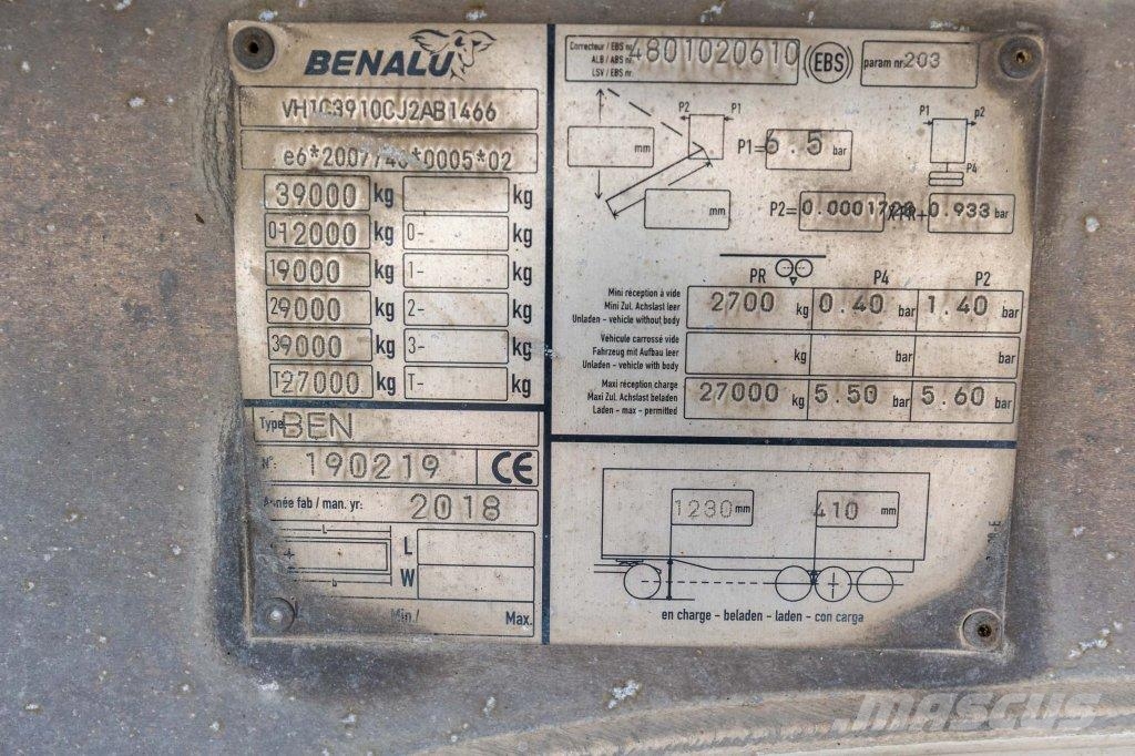 Benalu C3910 -30m3+ BACHE CRAMARO Kippipuoliperävaunut