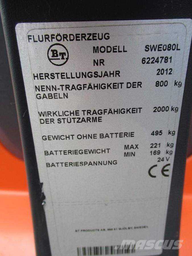 BT SWE 080L Wózki widłowe unoszące