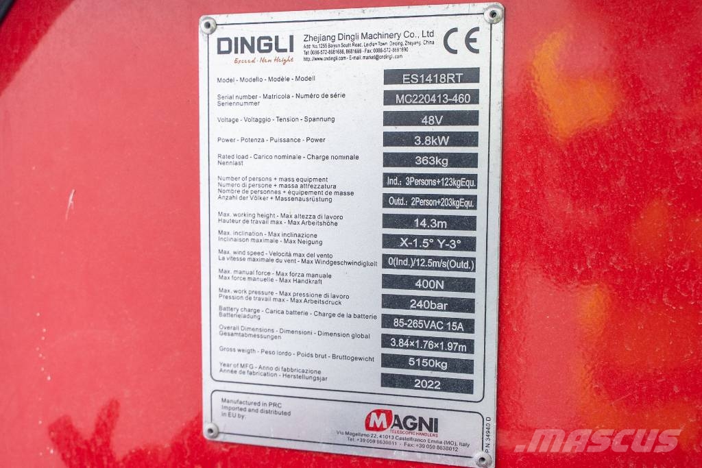 Magni ES 1418 RT Ανυψωτήρες ψαλιδωτής άρθρωσης
