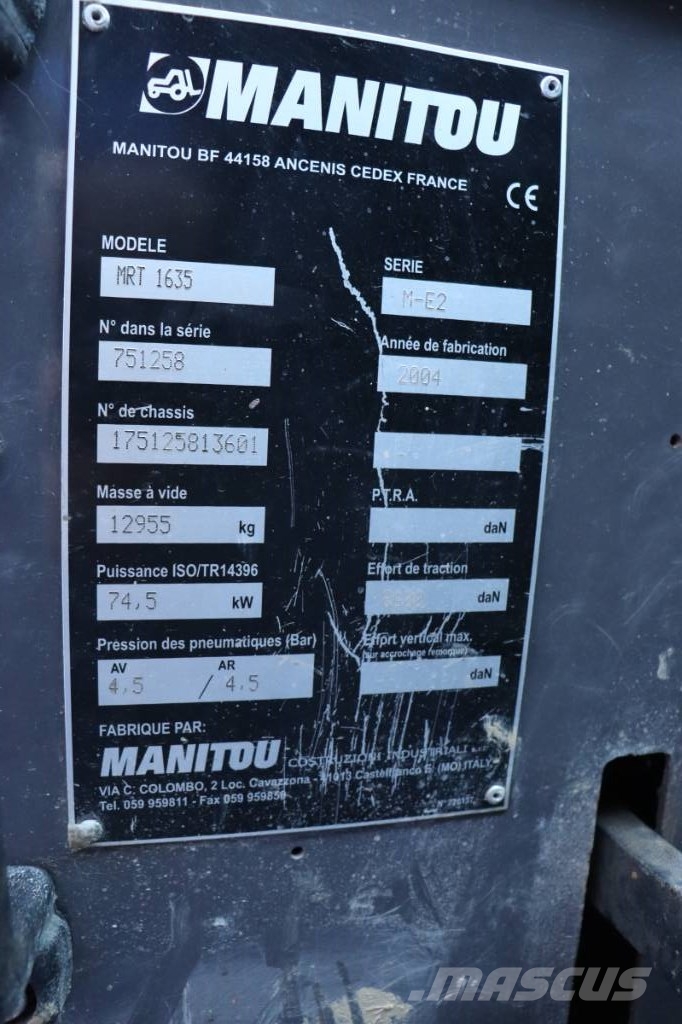 Manitou MRT 1635 M مناولات متداخلة