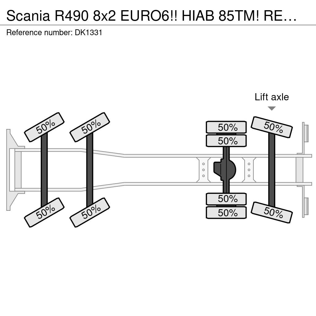 Scania R490 8x2 EURO6!! HIAB 85TM! REMOTE CONTROL!! TOP!! Maastikutõstukid