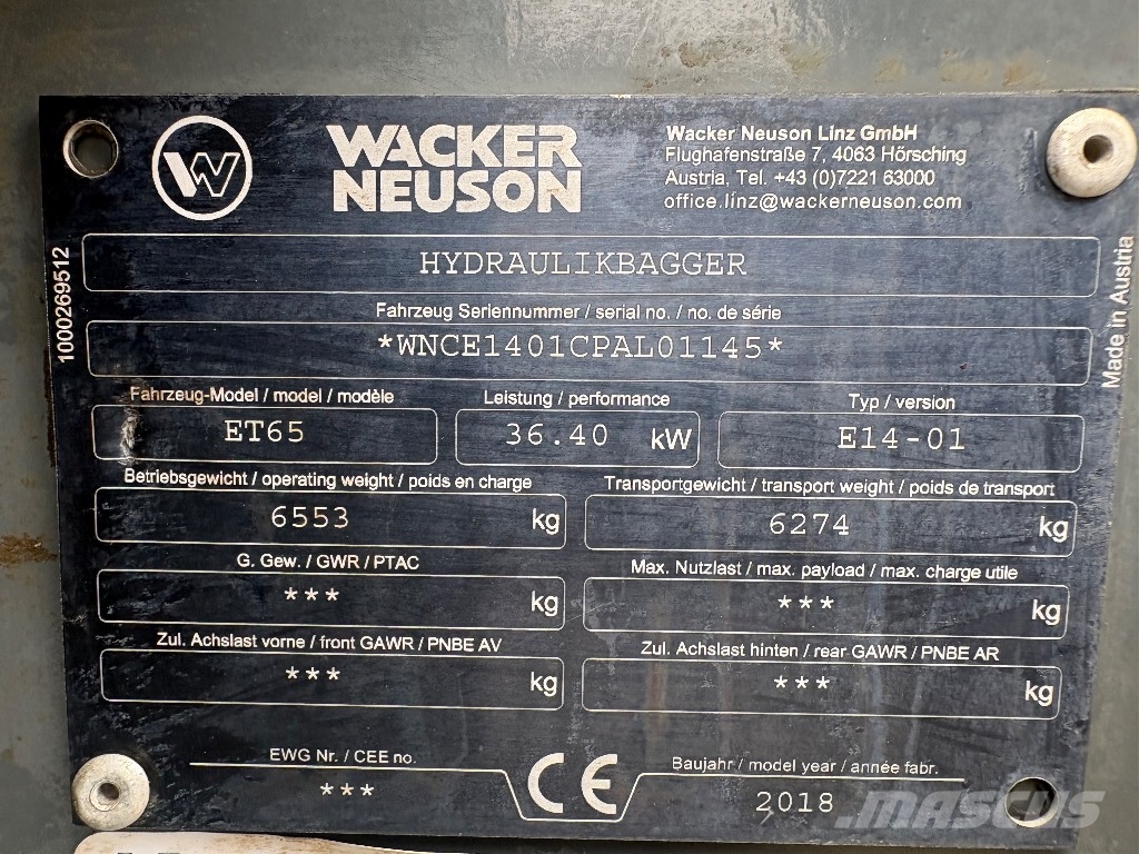 Wacker Neuson ET 65 Mini kotrók < 7t
