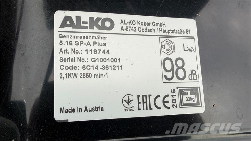 Al-Ko 5.16 SP-A Plus Classic 5.16 SP-A Plus plæneklipper Mauriņa traktors
