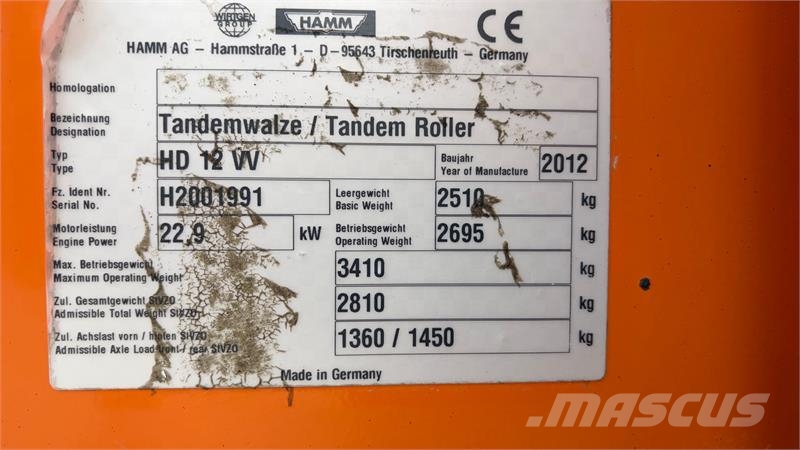 Hamm HD 12 W Tandemvalse Muud rullid