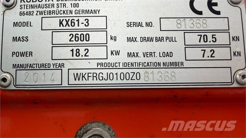 Kubota kx61-3 Yderst velholdt Kubota KX61-3 minigraver ti Mini bageri < 7t