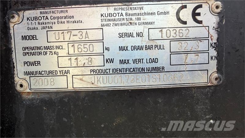 Kubota U17 Hybrid Fleksibel el-hybrid løsning (Diesel & E Escavatori cingolati