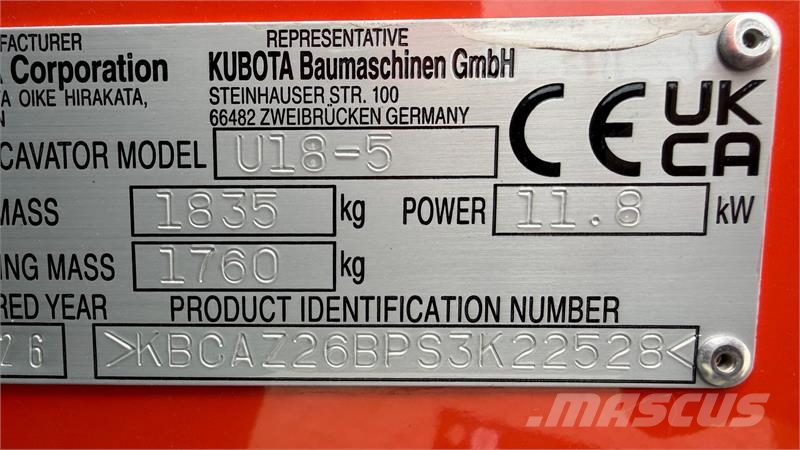 Kubota U18-5 Ny Kubota U18: Maksimal power i kompakt form Rupsgraafmachines
