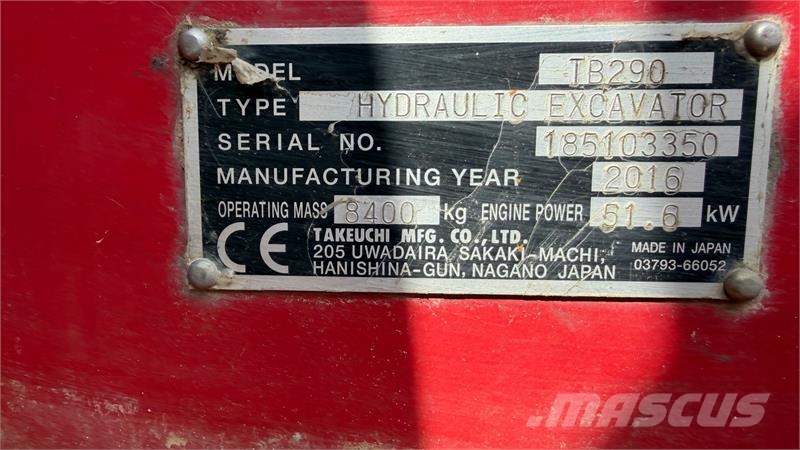 Takeuchi TB290 m/ Engcon, centralsmøring og 7 skovle - Årga Pelle sur chenilles