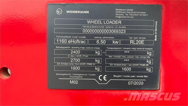 Weidemann 1160 e-Hoftrac EL Weidemann 1160 eHoftrac (Årg. 20 Minicargadoras