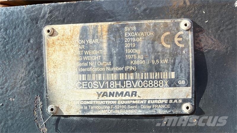 Yanmar SV18 Tiltman og 2 skovle Mini rýpadla < 7t