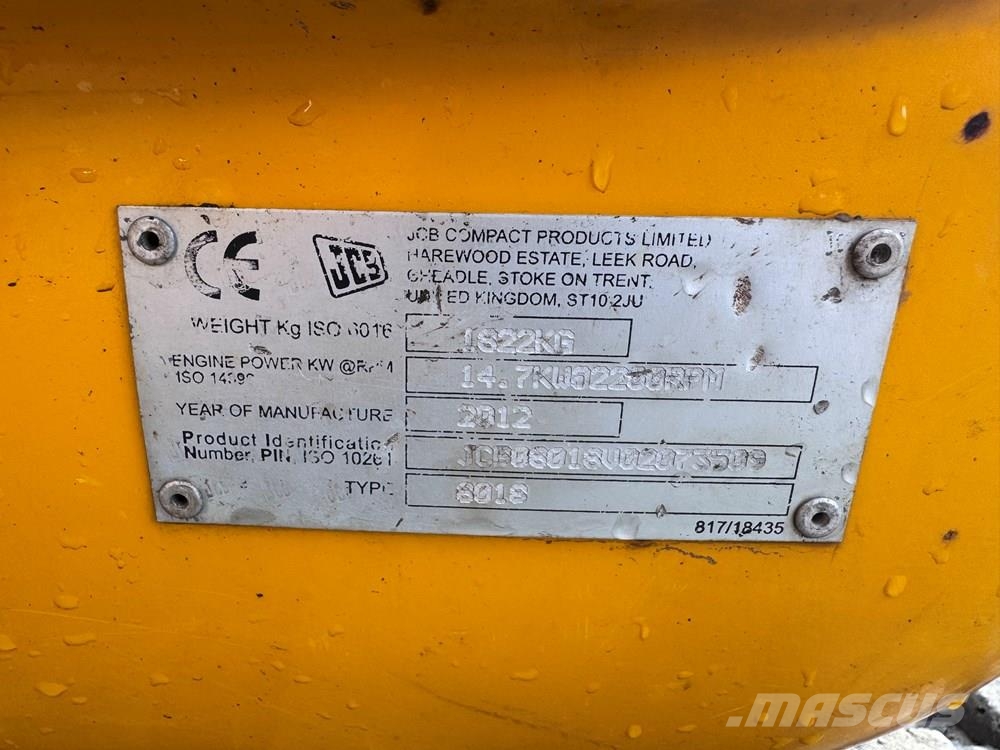 JCB 8018 - CONSIGNED TO TCH JCB AUCTION Minikaivukoneet < 7t