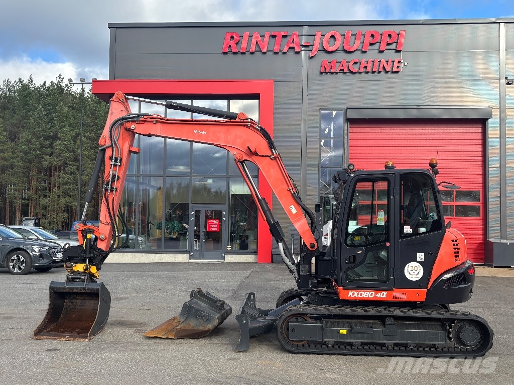 Kubota KX 080-4 / Engcon, 2 kauhaa, Rasvari, Uudet telat Vidēja lieluma ekskavatori 7 t - 12 t