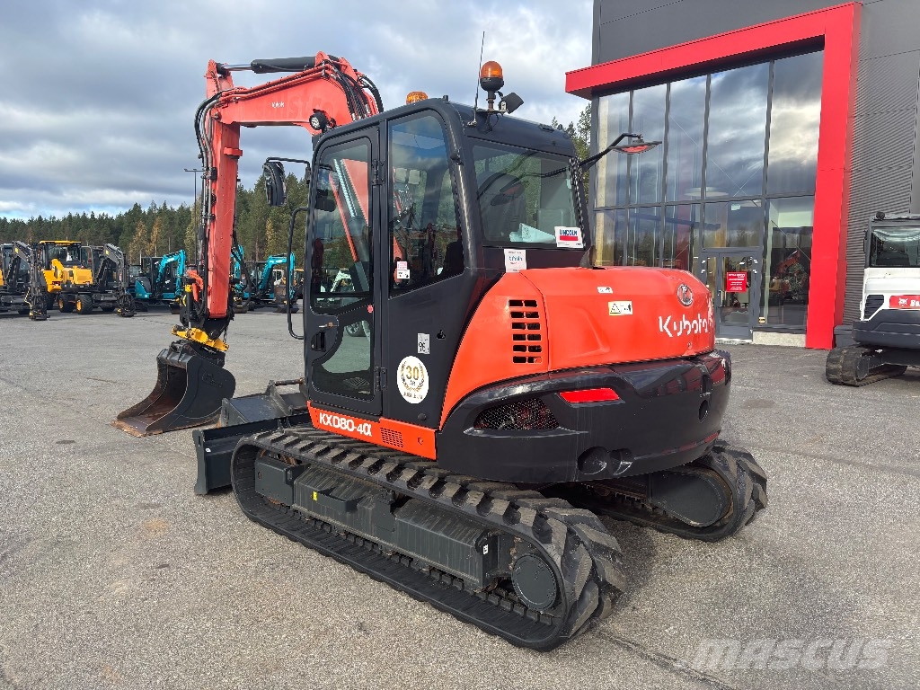 Kubota KX 080-4 / Engcon, 2 kauhaa, Rasvari, Uudet telat Vidēja lieluma ekskavatori 7 t - 12 t