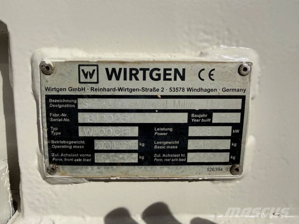 Wirtgen W100 CFI 아스팔트 콜드 밀링 기계