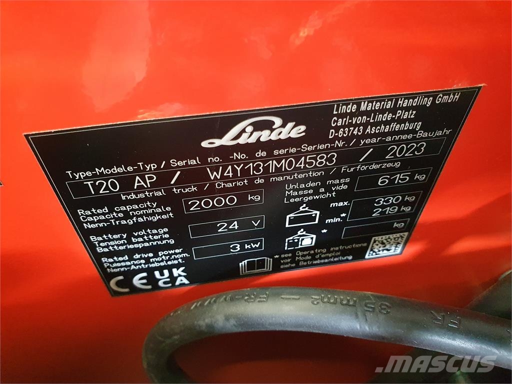 Linde T20AP lang Empilhador para operador externo