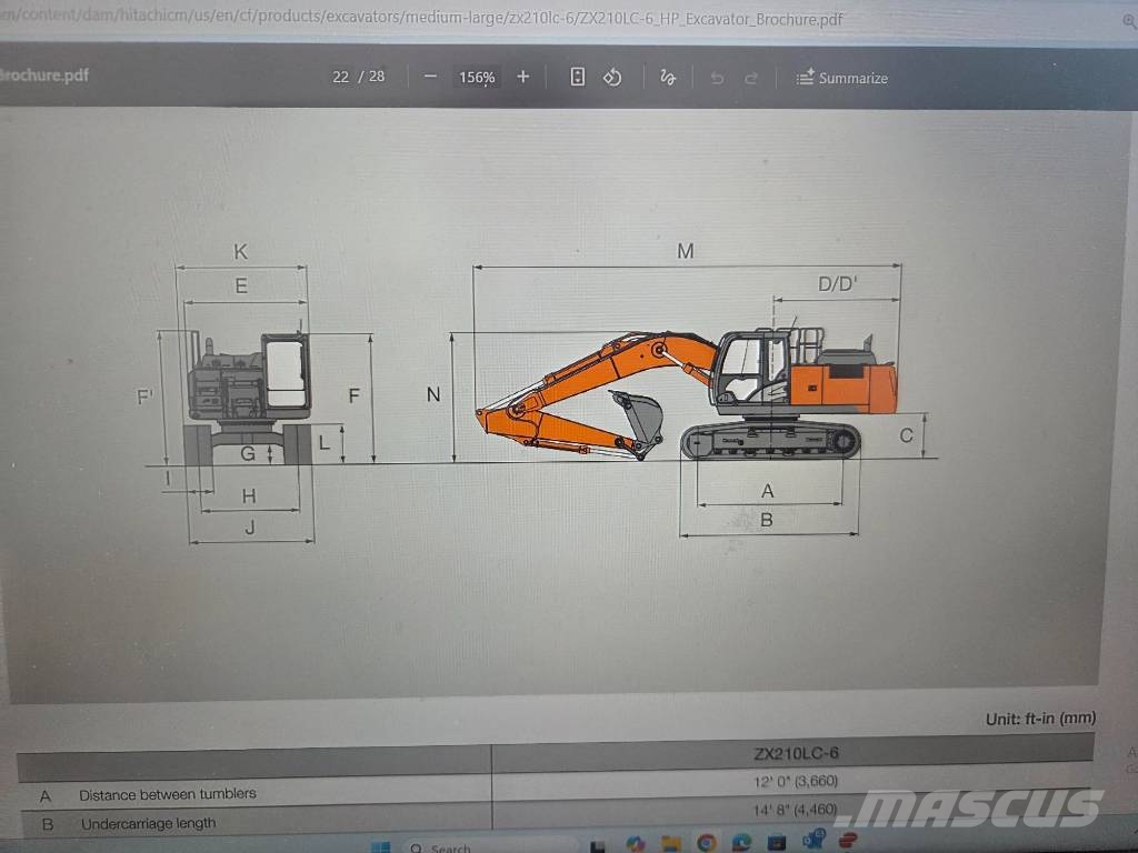 Hitachi ZX 210 LC-6, hydr quick coupler+ 1,3cm NEW bucket Rupsgraafmachines
