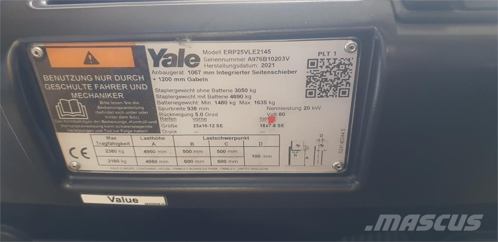 Yale ERP25VL E2145 2021 Electric forklifts