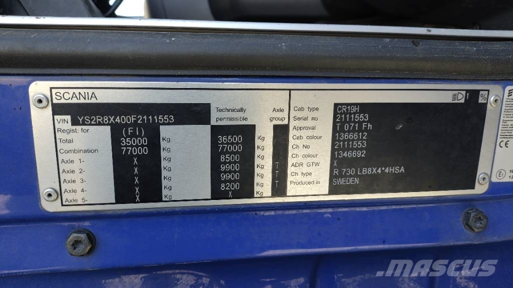 Scania R730 8x4 puuvarustus Tovornjaki za hlode