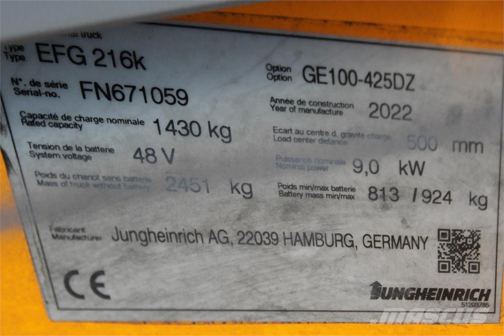 Jungheinrich EFG 216 425 DZ Carretillas de horquilla eléctrica