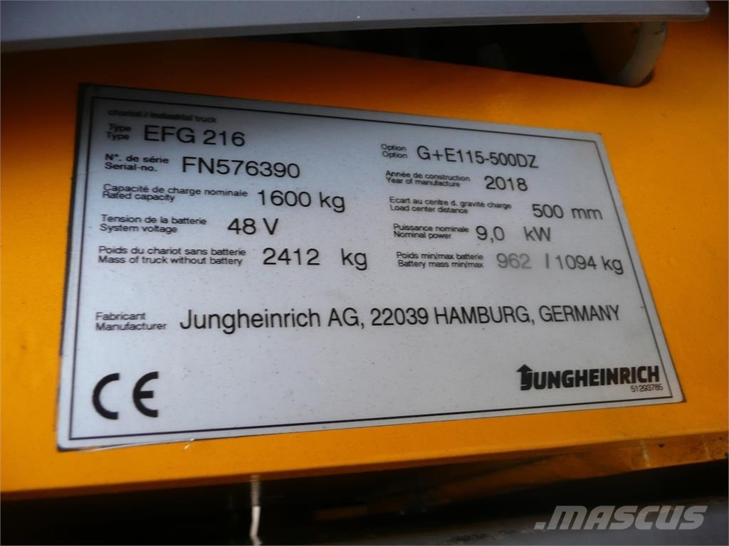 Jungheinrich EFG 216 500 DZ Chariots élévateurs électriques