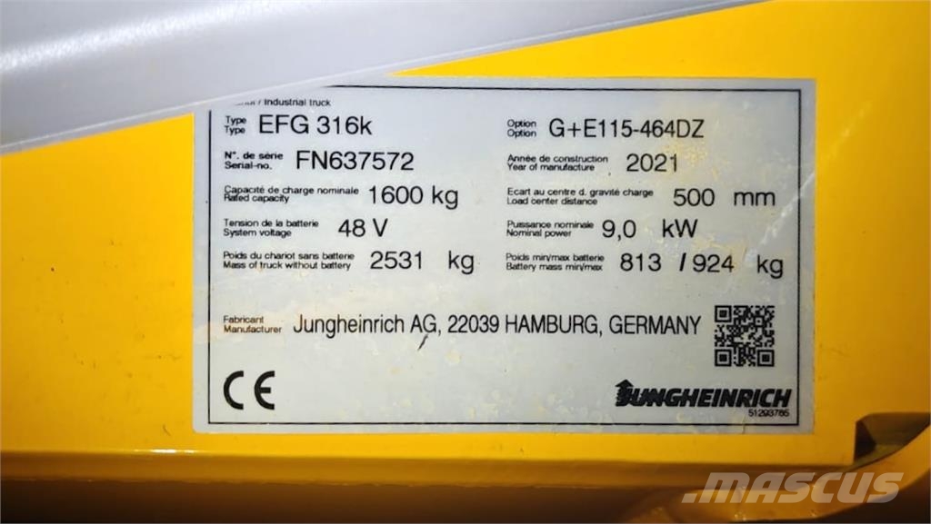 Jungheinrich EFG 316k 464 DZ Elektrikli forkliftler
