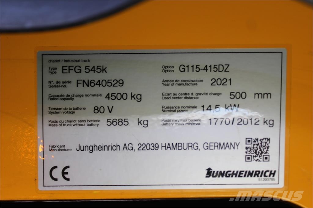 Jungheinrich EFG 545k 415 DZ شاحنات ذات رافعات شوكية تعمل بالكهرباء
