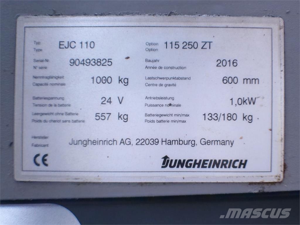 Jungheinrich EJC 110 250 ZT Li-Ion Ajettavat pinoamisvaunut