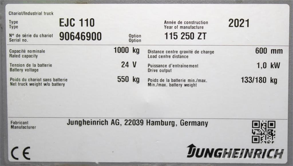 Jungheinrich EJC 110 250 ZT LI-ION Zelfrijdende stapelaars