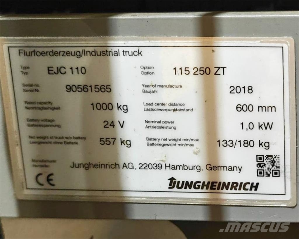 Jungheinrich EJC 110 250 ZT LI-ION Zelfrijdende stapelaars