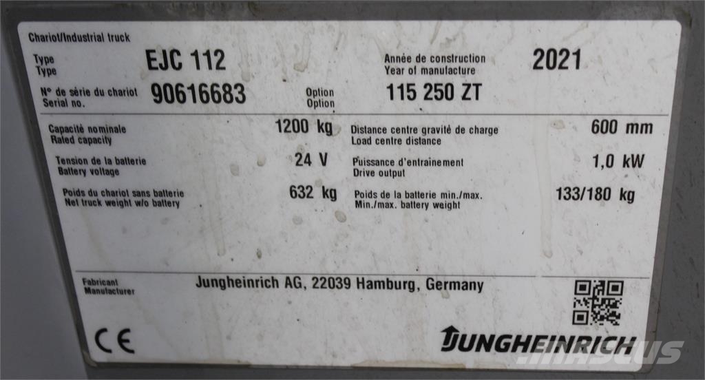 Jungheinrich EJC 112 250 ZT Apiladores eléctricos autopropulsados