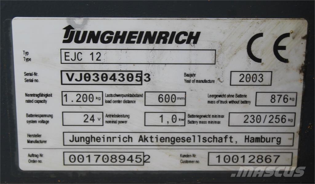 Jungheinrich EJC 12 360 ZT Stand-in stackers