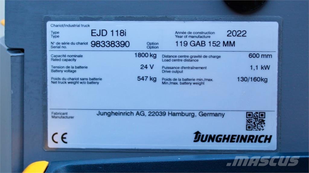 Jungheinrich EJD 118i 152M LI-ION Samohybné vozíky