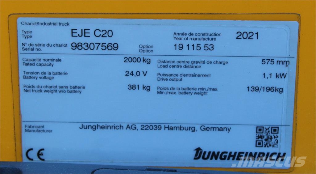 Jungheinrich EJE C20 Transpaleta manuala