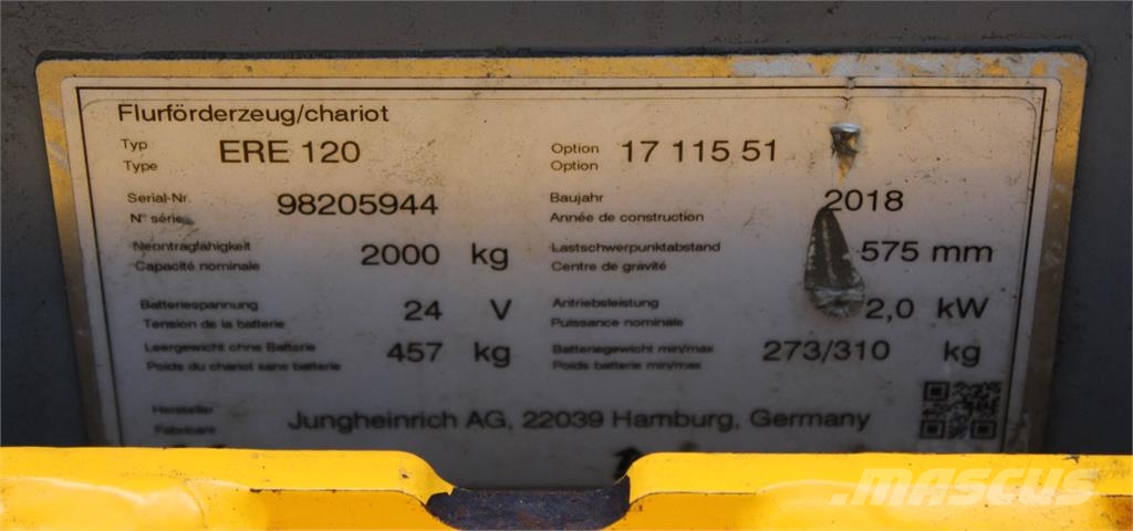 Jungheinrich ERE 120 ローリフトとプラットフォーム