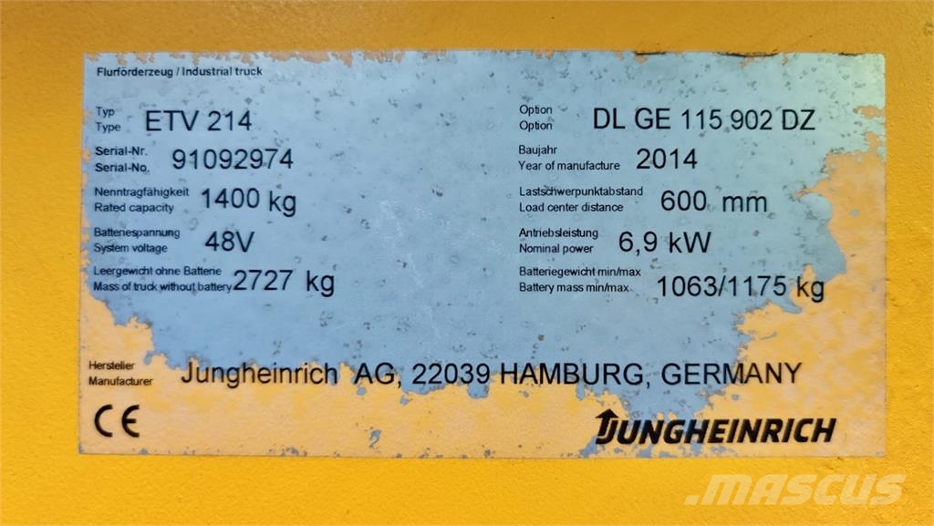 Jungheinrich ETV 214 902 DZ 리치 트럭