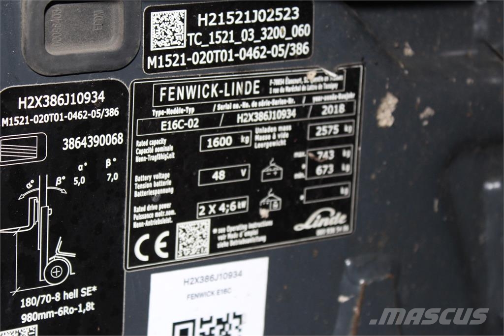 Linde E16C-02 전동 지게차