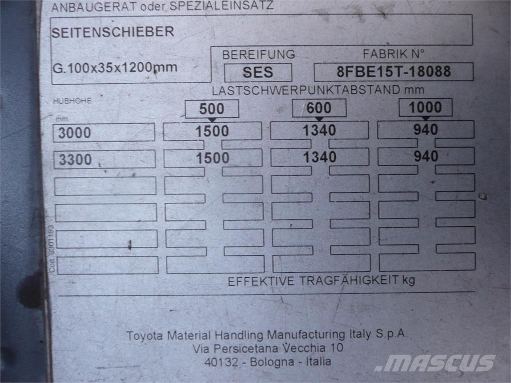 Toyota 8FBE15T Električni viličarji