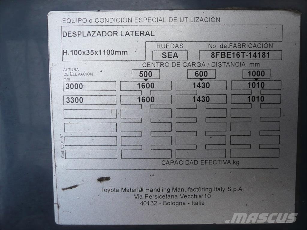 Toyota 8FBE16T Električni viličarji